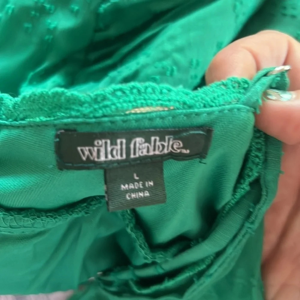 Wild Fable Women's Sleeveless Tiered Fit & Flare Dress Emerald Green Large NWT - Picture 13 of 13